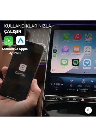 4'ü 1 Arada Ekran Yansıtmalı Kablosuz Carplay & Android Auto Dönüştürücü, İos&android Uyumlu Diğer