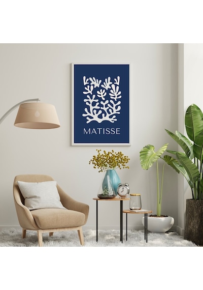 Mavinin Güzelliği Matisse Duvar Tablosu Çerçeveli 2'li Set Beyaz Renk 21 X 30 Boyut/ebat
