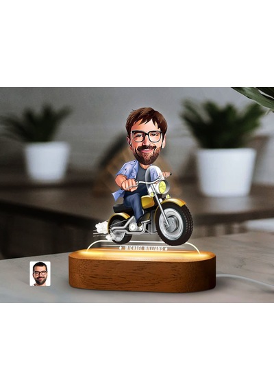 Bk Gift Kişiye Özel Motorcu Karikatürlü Dekoratif 3d Biblo Led Işıklı Gece Lambası-1, Arkadaşa Hediye Kobitmeyen138318 Bk Gift