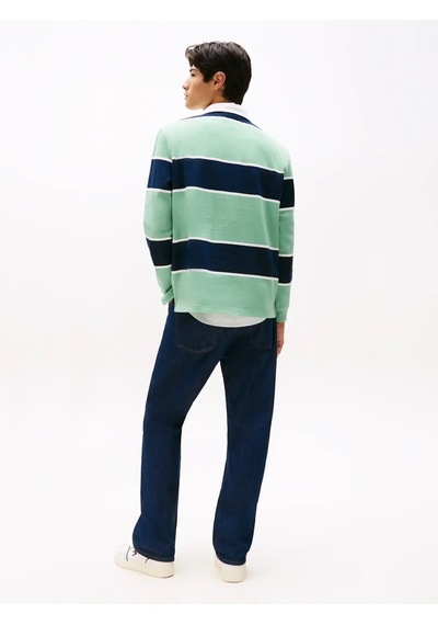 Tommy Hilfiger Tjm Rlx Strıpe Rugby, Mas Yeşil Erkek Polo T-shirt