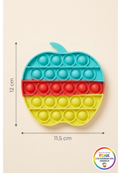 Elma Pop It Çocuk Fidget Kabartmalı Silikon Duyusal Gelişim Stres Oyuncağı 12x11,5 Cm