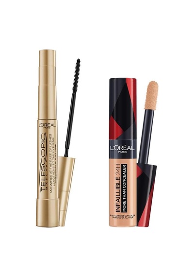 L'oréal Paris Telescopic Maskara - Siyah &amp Infaillible Tüm Yüze Uygulanabilir Kapatıcı 327 Cashmere Makyaj Seti Genel