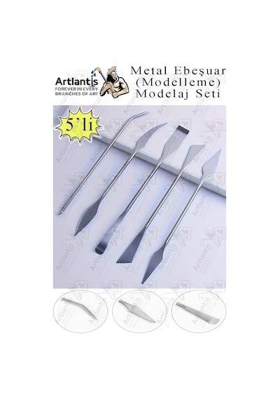 Ebeşuar Seti Metal 5 Li 18 Cm 1 Paket Çelik Modelaj Modelleme Aletleri Seramik Kil Ve Heykel Modelaj Kalemi Dip Alma