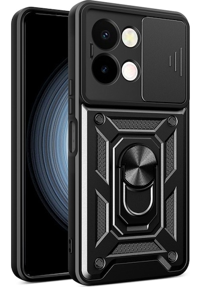 Nihcase Vivo Y28 Kılıf Magnetik Standlı Kamera Korumalı Slide Sürgülü Cover Kapak