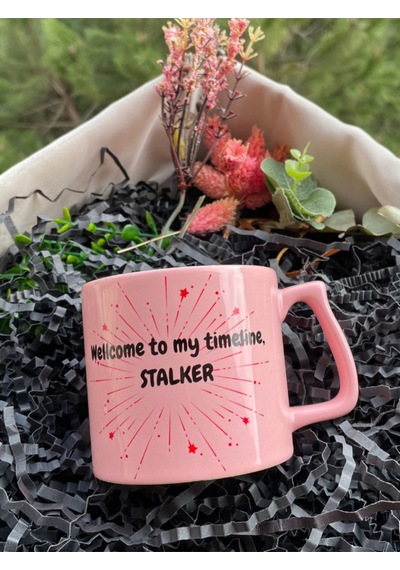 Pembe Kupa, Eğlenceli Kupa Bardak, Welcome To My Timeline Stalker Beyaz