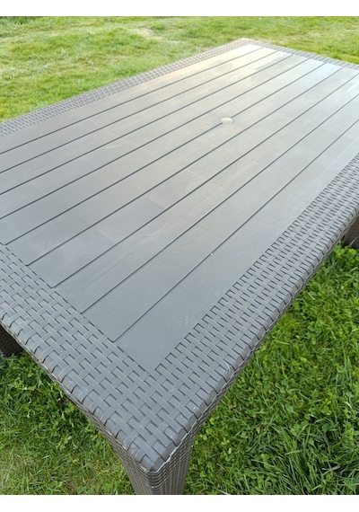 Evko Mobilya Rattan 80x140 Masa, Plastik Masa, Bahçe Balkon Teras Masası, Kare Masa, Dış Mekan Masası Acı Kahverengi
