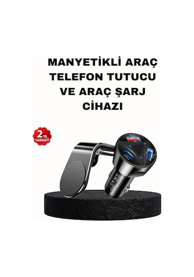 Manyetik Araç Telefon Tutucu Ve Hızlı Şarj Adaptörü 2 Li Set Diğer