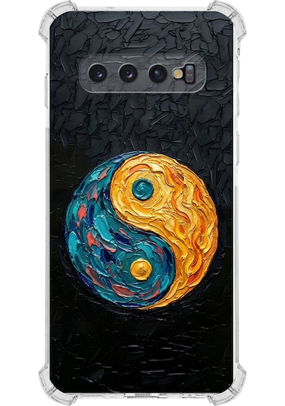 Samsung Uyumlu Galaxy S10 Plus İle Köşe Korumalı Kılıf Metamorfoz Dualite Tasarımlı Uv Baskılı Şeffaf