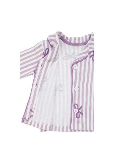 Bebegen Kız Bebek Beyaz Lila Fiyonklu Çizgili Pijama Takımı