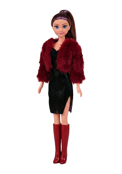 Oyuncak Bebek - Beyaz Kürklü Montlu Ve Çizmeli Moda Bebeği 30 Cm - Tarz Giyim Serisi Bordo