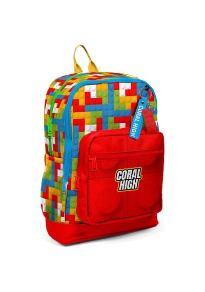 Kids Renkli Blok Desenli Dört Bölmeli Okul Sırt Çantası 23775 Renkli Çok Renkli