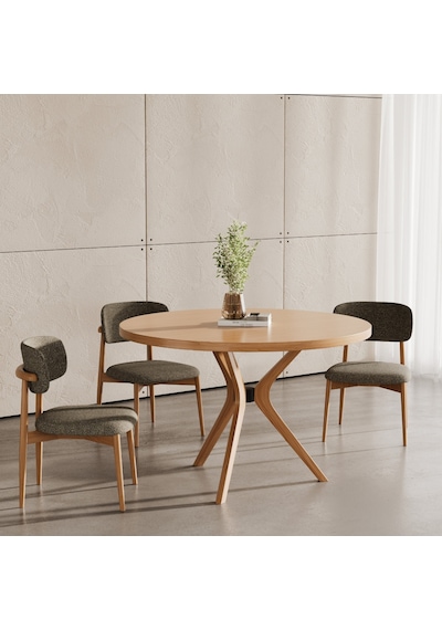 Haven Pergel İskandinav Doğal Ahşap Mutfak Masası 100x100 Natural