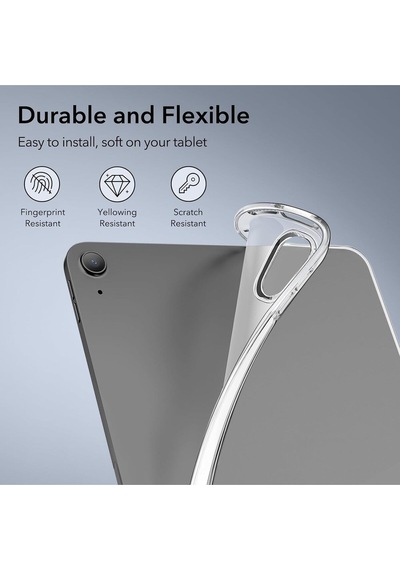 Apple Uyumlu iPad  Air 6 11 Inç 2024 M2 Çip Kılıf Silikon Koruyucu + Ekran Koruyucu + Kalem Kılıf