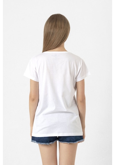 Beyaz Kadın Basic Bisikletyaka Tshirt Beyaz