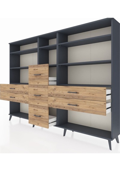 Arges Dolap 8 Raflı 7 Çekmeceli 220x30x163 Antrasit-antrasit/çam Antrasıt/atlas Çam - Antrasıt Arges Dolap 8 Raflı 7 Çekmeceli 220x30x163 Antrasit-antrasit/çam Antrasıt/atlas Çam - Antrasıt