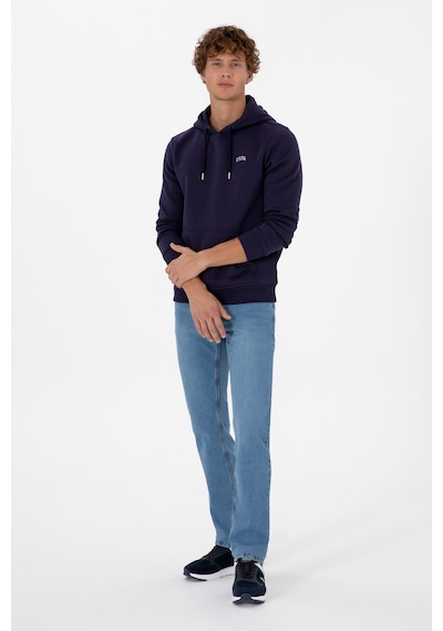 U.S. Polo Assn. Erkek Regular Fit Kapüşonlu Şardonlu Mürdüm Basic Sweatshirt 50315582-VR074