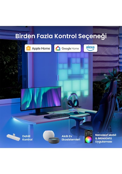 Nanoleaf Kare Blok Akıllı Rgbw Duvar Paneli Genişletme Paketi App Kontrollü, 2 Parça, Google Home, A RGB