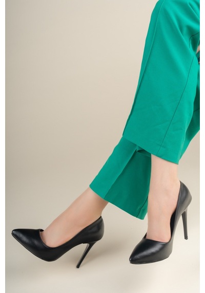 İnce Topuk Stiletto Siyah Siyah