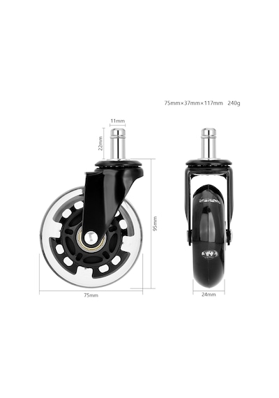 S-wheels Motion Rgb Aydınlatmalı Silikon Oyuncu Koltuğu Tekeri 75mm Ofis Koltuk Tekeri Sessiz Sandalye Tekeri Çok Renkli