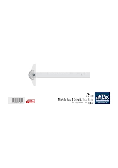 Hatas 01180 Minkale  Başlı T Cetveli İnce Bizote 75 CM Şeffaf