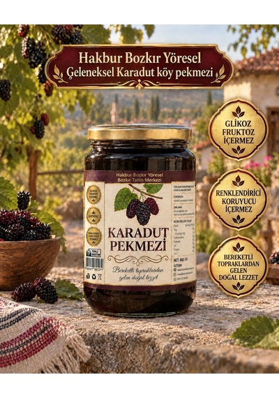 Bozkır Tahin Merkezi Doğal & Katkısız Karadut Köy Pekmezi 800 G