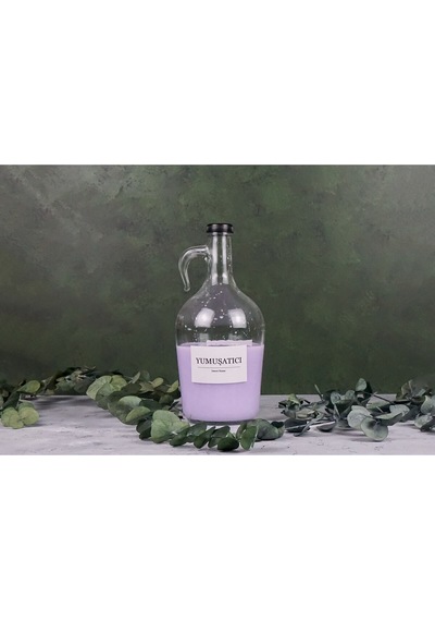 Dekoratif Cam Yumuşatıcı Şişesi 1500 Ml Siyah Kapaklı Şeffaf