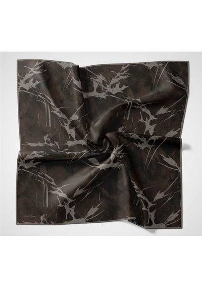 Silk Home Pamuk Polyester Soft Eşarp Yaprak Desen Kızıl Kahve 90x90 Çok Renkli