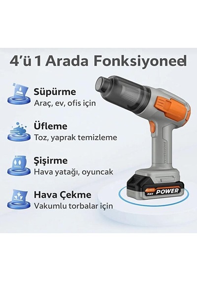 Çift Bataryalı 25000mah Batarya 20.000pa Güçlü Vakumlu Çantalı Ar