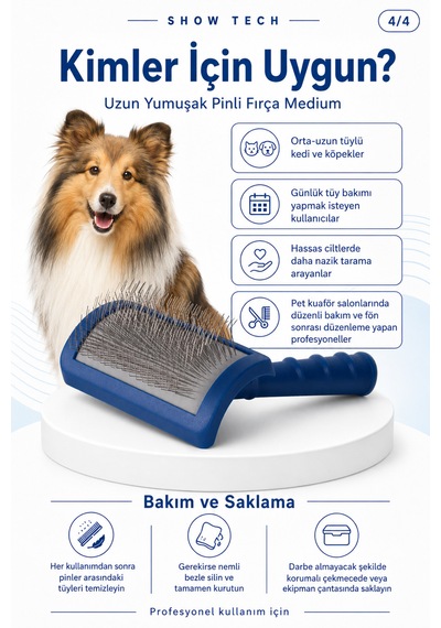 Showtech Tuffer Than Tangles Uzun Tüylü Kedi Ve Köpekler İçin Yumuşak Pinli Fırça