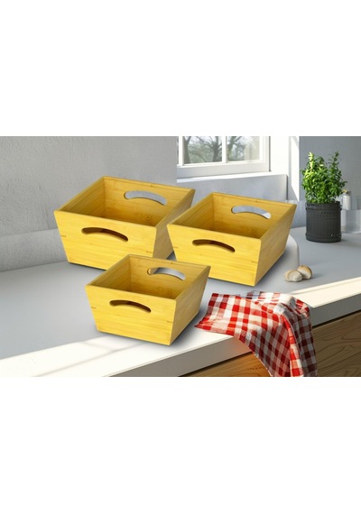 Lexroo Premium Sofra Serisi Bambu 3'lü Set Ekmeklik Çok Renkli