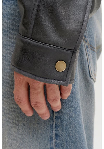 Jack & Jones Jjmarlon Pu Jacket Siyah