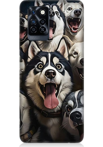 İnfinix Note 10 Pro Uyumlu Mutlu Husky Desenli Silikon Kılıf