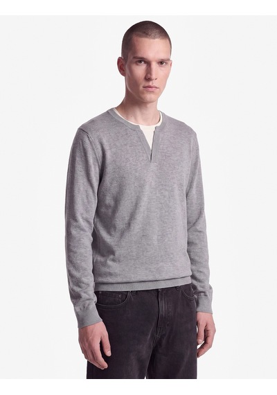Koton Regular Fit Uzun Kollu Renk Kontrastlı Bisiklet Yaka Triko Kazak Gri 7wam70078ht