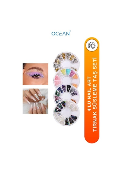 Ocean Tırnak Ve Yüz Süsleme Taşı 4'lü Çeşitli Paket Asu-164