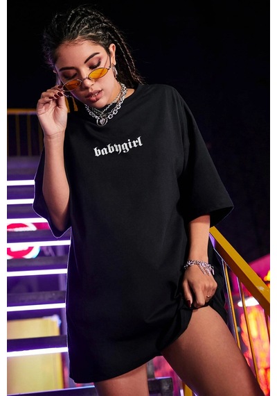 Unisex Babygirl Baskılı Tasarım Tshirt Siyah