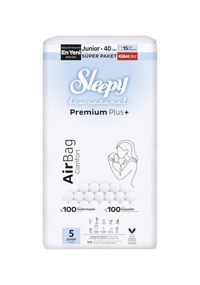 Sleepy - Bio Natural Premium Plus Airbag Comfort Süper Paket Külot Bez 5 Numara Junior 40 Adet