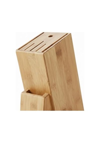 Bambu Ahşap Bıçak Standı 220 Mm Eğik Tasarım, Kaymaz Tabanlı, Çoklu Bıçak Yuvalı, Modern Ve Doğal Mutfak Düzenleyici 6999