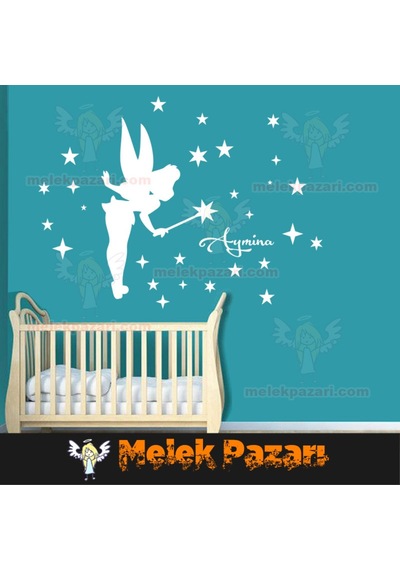 İsim Yazılabilir Yıldızlar Ve Peri Çocuk Odası Duvar Sticker