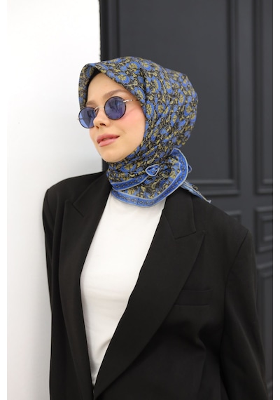 Silk Home Soft Eşarp 73077-06 Siyah, Gök Mavi, Sarı