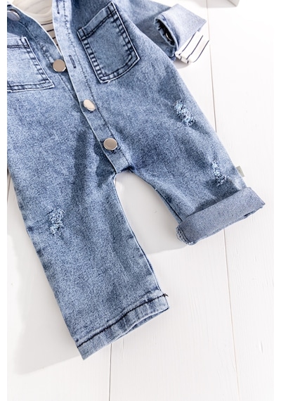Denim 2'li Erkek Bebek Kot Tulum mavi