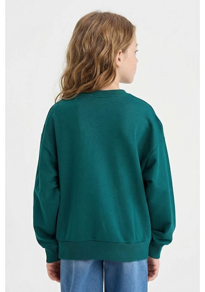 Defacto Kız Çocuk Relax Fit Bisiklet Yaka Baskılı Sweatshirt E8894a825augn1116 Yeşil