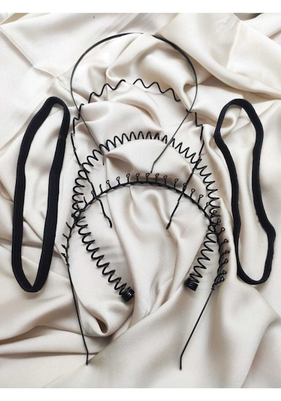 Sporcu Saç Bandı, Zigzag Taç Yaylıla Taç Taraklı Taç ,düz Tel Taç 5 Li Set Unisex Altın