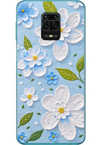 Redmi Note 9s Uyumlu Mavi Papatyalar Baskılı Silikon Kılıf Renkli