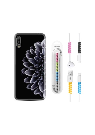 Huawei Y6 2019 Kılıf Kablo Koruyuculu Çiçekler 1639