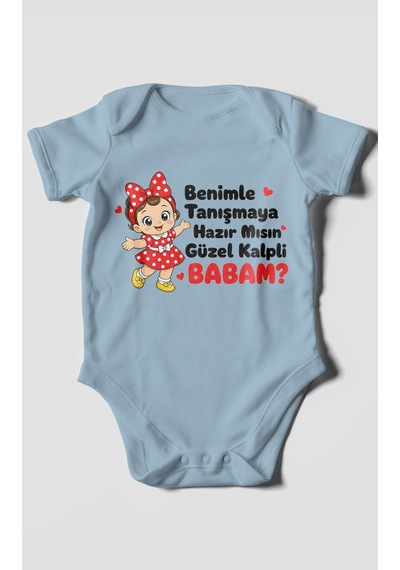 Morivokids Babaya Özel Kısa Kollu Bebek Body %100 Pamuk Zbn294-kk Bebe Mavisi