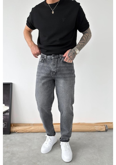 Koyu Gri Soft Degrade Boyfriend Pantolon Koyu Gri