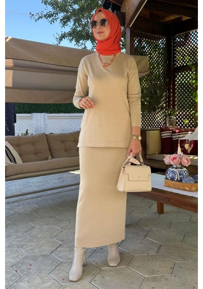 Rabia Şamlı Sezen Triko Takım Taş Çok Renkli