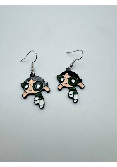 Powerpuff Girls Buttercup Figürlü Küpe Sevimli Ve Eğlenceli Tasarım Çok Renkli