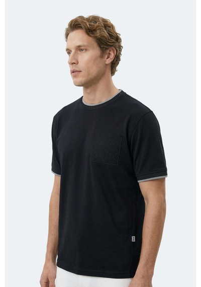Slazenger Zavıer Erkek Pamuklu Siyah Tişört