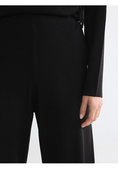 Lcw Modest Siyah Beli Lastikli Kadın Triko Pantolon